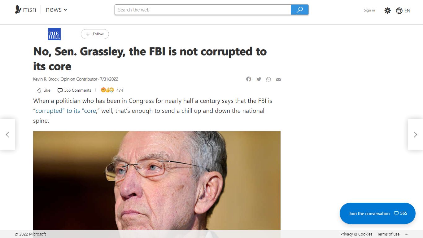 No, Sen. Grassley, the FBI is not corrupted to its core