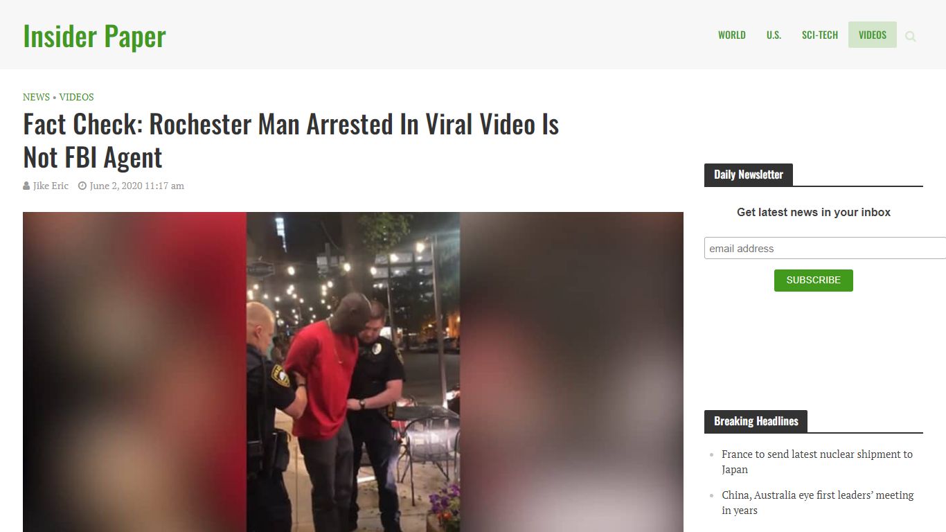 Rochester Man Arrested In Viral Video Is Not FBI Agent - Insider Paper